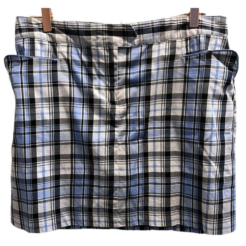 Izod Blue Black White Plaid Women's Skort